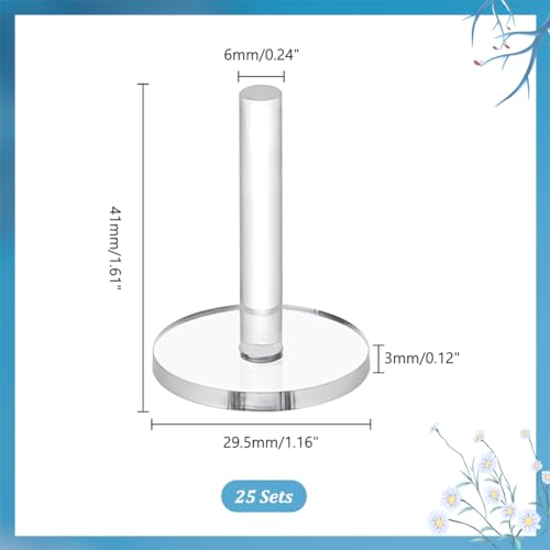 AHANDMAKER 25 Pcs Acrylic Airplane Model Holders Transparent Stand Display Basements for Dolls Mini Display Holder Circular Flight Base with Peg (30mm) - Image 2