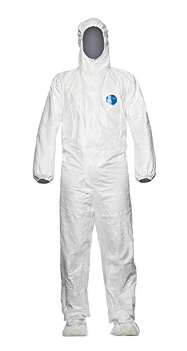 DuPont Tyvek 500 Labo Chemical Protection Clothing with Hood and Slip-Resistant Sole Category III, Type 5 and 6 White Size L