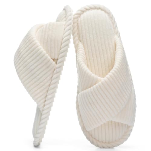 GOEWY House Slippers for Women Fuzzy Open Toe Shoes Slides Indoor Outdoor