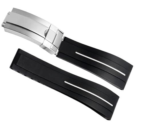 Bracelet montre 21mm caoutchouc ligne blanche pour Rolex Sport
