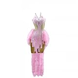 ONUYGCFH Backless Latin Dance Dresses Women's Ballroom Cha Cha Feather Clothing Professional Competition Dancewear for Samba,Pink,L