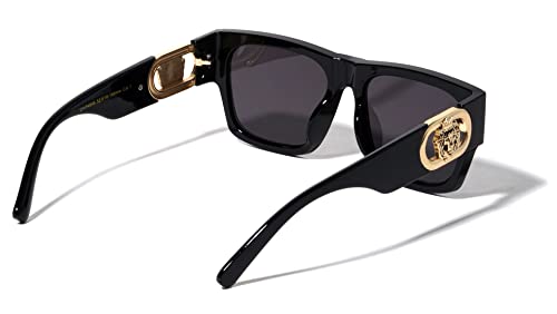 Kleo Monument - Flat Top Classic Square Side Coin Lion Head Medallion Hip Hop Sunglasses3