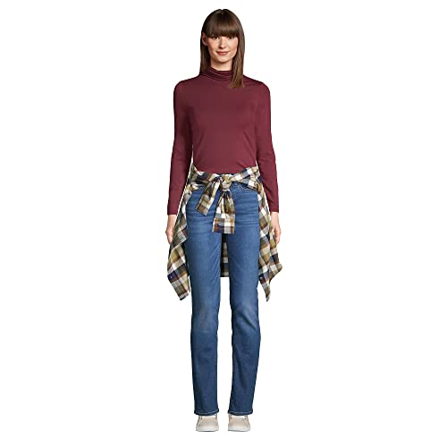 Image of Lands' End Women's Jersey Knit Turtleneck | Cotton and Rayon Modal Blend, Fitted, Self-Fabric Neck, Mid-Hip Length, Layering, Petite and Plus Sizes