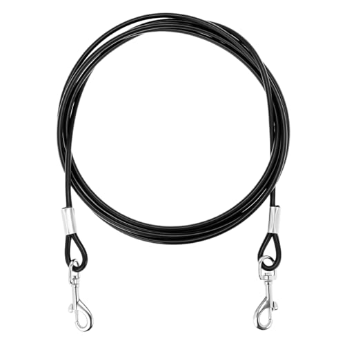 QWORK® 3m Tie-Out Leinen mit 360° Drehbarem Clip - Kausichere, wasserdichte und Rostfreie Hundeleine für Kleine bis Große Hunde