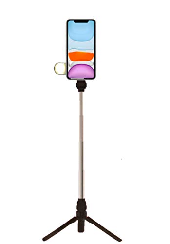 Tripod Selfie Stick Tripé 2 em 1 Pau de Selfie com Flash Ring Light Luz Para Fotos e Vídeos Youtuber