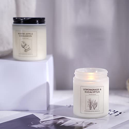 Cinnamon Apple And Lemongrass Eucalyptus Candles For Home Scented, Christmas Aromatherapy Candle Set For Women, 2 Pack Soy Wax Jar Candles Gifts For Birthday Mother With Strongly Fragrance #TOP6