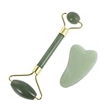 Rosenice Aventurine Gua Sha Scraping Massage Tools, Facial Jade Roller Set Natural Stone Guasha Board for SPA Acupuncture Therapy Trigger Point Treatment