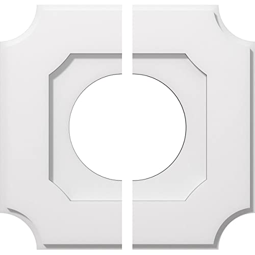 Image of Ekena Millwork CMP16LE2-07000 Locke Architectural Grade PVC Contemporary, Two Piece Urethane Ceiling Medallions 16 inchOD x 7 inchID x 9 1 /2 inchC x 1 inchP