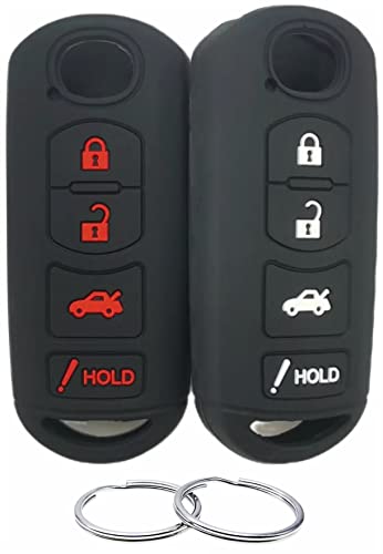 REPROTECTING Silicone Rubber Key Fob Cover Compatible with 2009-2019 Mazda 3 6 CX-5 CX-7 CX-9 MX-5 Miata Toyota Yaris iA Scion iA KR55WK49383 WAZX1T768SKE11A03 WAZSKE13D01 Black Black
