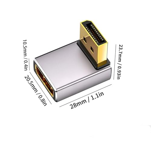 Adaptador DisplayPort 1.4 8K ángulo 90° macho a hembra miniatura 4