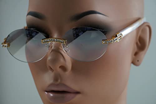Retro Wood Buffs Vintage Style Rhinestones Decorated Clear Lens Sunglasses for Women & Men Fashion Crystal Shades2