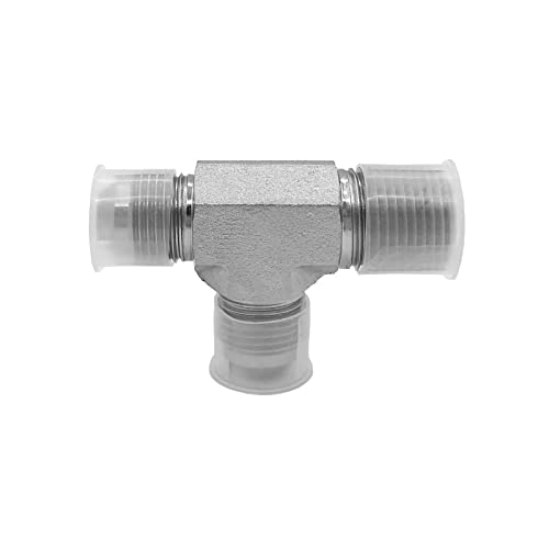 Image of (2-PACK) 2605-08-08-08 Hydraulic Adapter Fitting 1 /2 inch Male JIC 37(3 /4 inch-16 SAE) x 1 /2 inch Male (1 /2 inch-14 NPTF) x 1 /2 inch Male JIC 37(3 /4 inch-16 SAE) Street Tee Pipe Carbon Steel