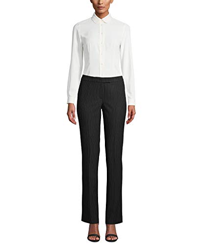 Anne Klein Women's Pinstripe Flare Leg Pant, Anne Black/Anne White, 16