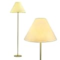 Brightech Mika – Free Standing Classic Floor Lamp – Elegant Tall Pole Lamp for Living Room or Bedroom – Mid-Century Modern Stand Up Lamp with A-Line Open Shade and LED Bulb – Gold/Antique Brass