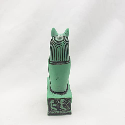 Estatua Bastet Diosa Egipcia Verde 10.8 cm miniatura 5