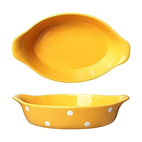 Bicuzat Banana-Shaped Ceramic Polka Dot Dessert Plate Pasta Plate Steak Plate Fruit Plate Snack Plate Dinner Plate Soup Plate with for Couple-1 PCS-Yellow Cover