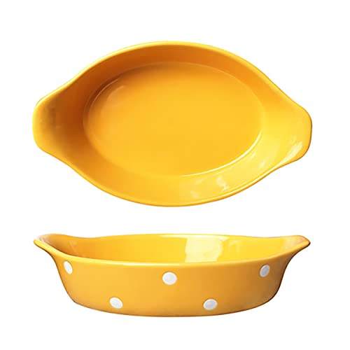 Bicuzat Banana-Shaped Ceramic Polka Dot Dessert Plate Pasta Plate Steak Plate Fruit Plate Snack Plate Dinner Plate Soup Plate With For Couple-1 Pcs-Yellow #TOP11