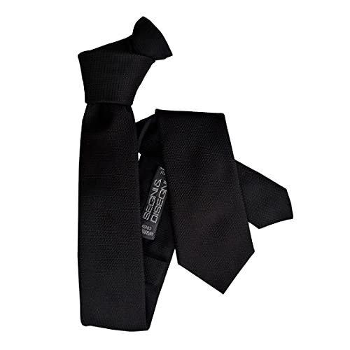 Cravate Slim en Soie Noire Unie Segni Et Disegni Parfaite pour un Mariage Chic