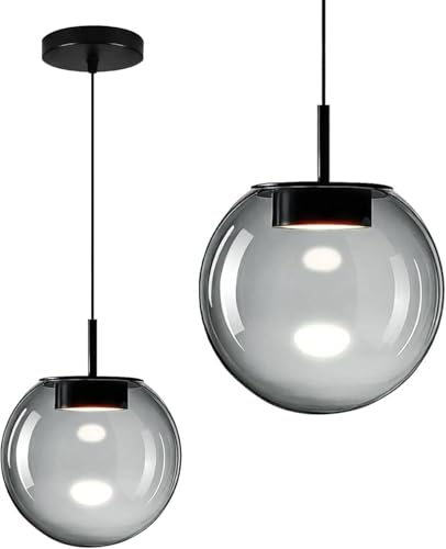 Bravsekai Advanced Smoke Glass Pendant Light, Built-in LED Panel for Ultra-Even, Glare-Free...