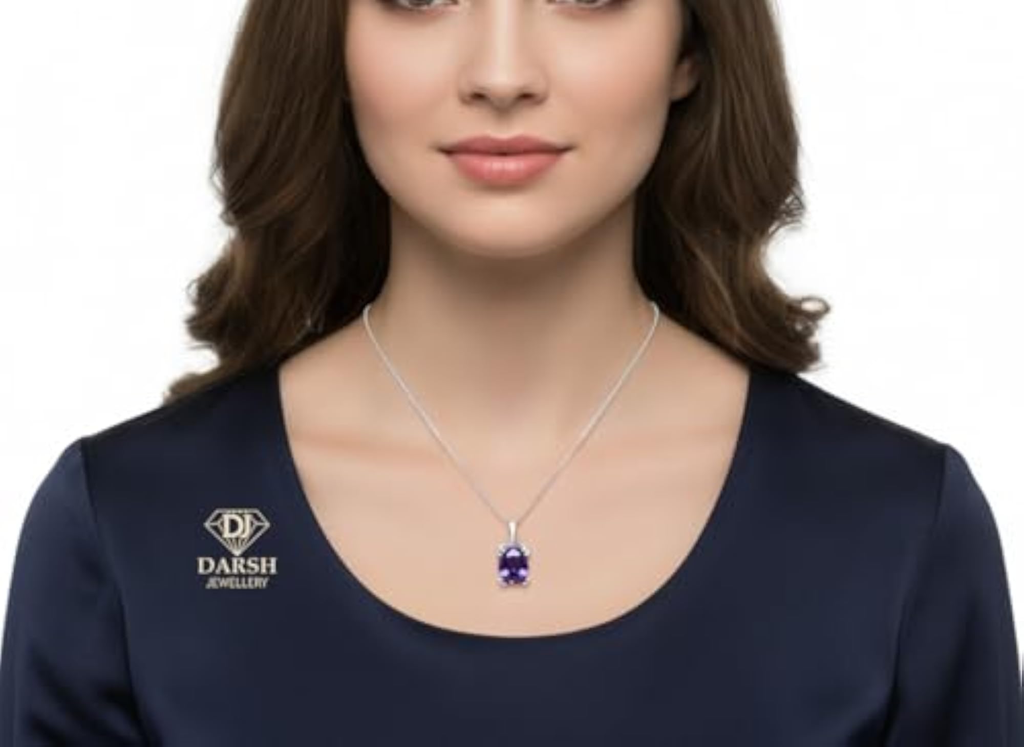 Women's 925 Sterling Silver Purple CZ Flower Pendant Necklace