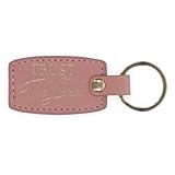 Christian Art Gifts Novelty Inspirational Scripture Vegan Leather Split Metal Keychain for Women: Trust in the Lord Encouraging Bible Verse, Heat-debossed, Pink & Gold