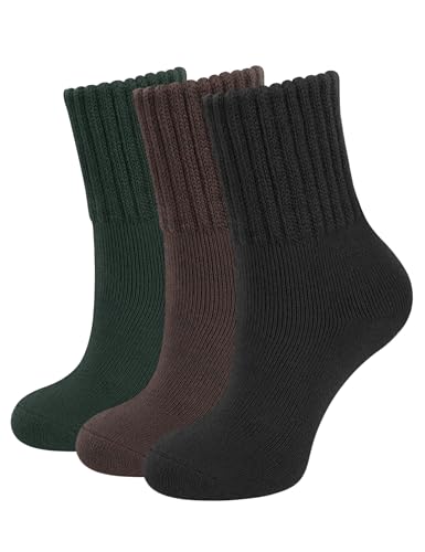 [CLOSEMATE] 靴下 レディース クルーソックス 厚手 裏パイル 暖かい 通気防臭 口ゴムゆったり ルームソックス 冷え対策 あったかい 吸汗速乾 蒸れない 無地 通勤通学 スクール 23-25cm 3足入り 秋冬