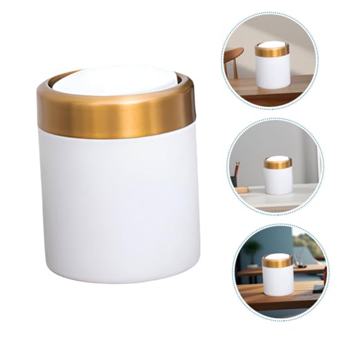 Caneca de basura pequeña rectangular Vaguelly blanca miniatura 7