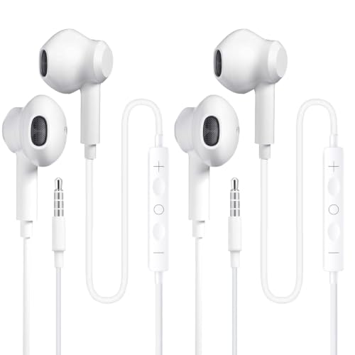 ALIANSHENG Écouteurs intra-auriculaires filaires, microphone et volume | Contrôle, basses puissantes, compatible avec Apple/iPhone/iPad/iPod/ordinateur/MP3/Android/la plupart des appareils audio de