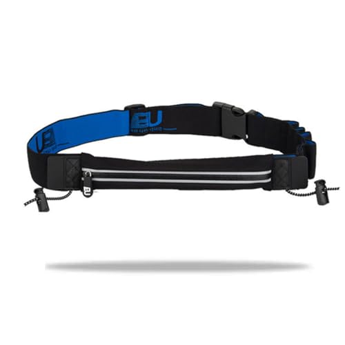 XOUDKE Cinturón para Correr, Maratones Race Cinturón Impermeable con Tira Reflectante y Orificio para Auriculares, Riñonera Deportiva Correa Ajustable para Deportes y Maratones
