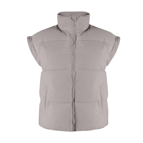 Women Sleeveless Warm Vest Jackets Casual Stand Collar Padded Puffer Vest Zip Up Quilted Jacket Outerwear Coat3