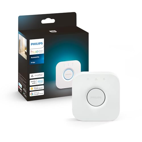 Philips Hue Bridge Steuerelement für Hue Lichtsysteme, smarte Schaltzentrale zur Steuerung von Hue Smart Home Lampen, kompatibel zur Sprachsteuerung und per App von überall
