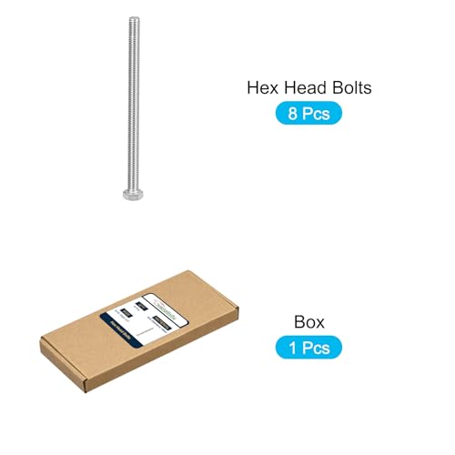 Image of METALLIXITY Hex Head Bolts (5 /16-18 x 5-1 /2 inch) 8Pcs, 304 Stainless Steel 18-8, Fully Threaded, External Hex Drive, Plain Finish, Hex Head Screw Bolt, Silver