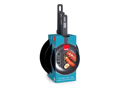 IBILI - Set 3 Sartenes Duero 18+22+26 Cm, Aluminio forjado, Antiadherente, apto para induccion