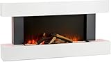 DUPI Chimenea Eléctrica Nero Pro SENZIA | 3 en 1 con Calefacción | Efecto Llama 3D Panorámica | 12 Colores Llama | App Tuya/Smart Life/Alexa | Blanco/Gris | 134x58x21cm