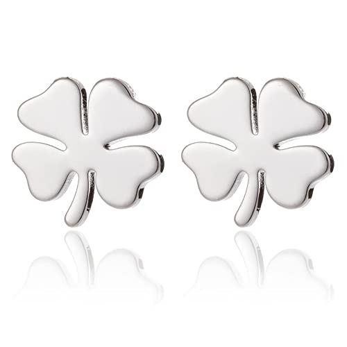 Boucles d'oreilles trèfle acier inoxydable minimalistes et durables pour femme