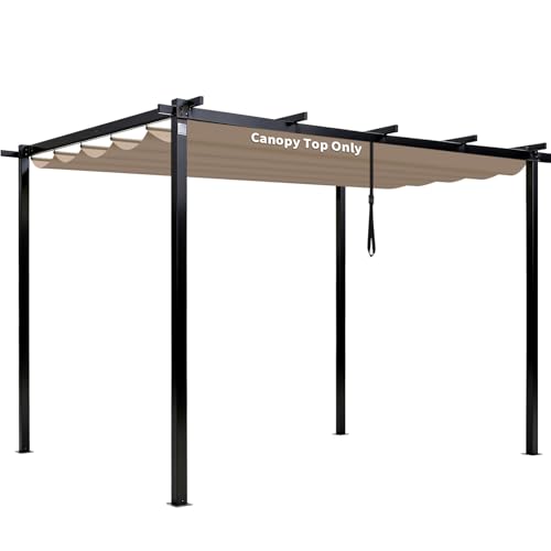10 X 10 Pergola Shade Cover for Outdoor Retractable Durable Fabric Canopy Replacement Top Only Sun Shade for Outside (Beige)