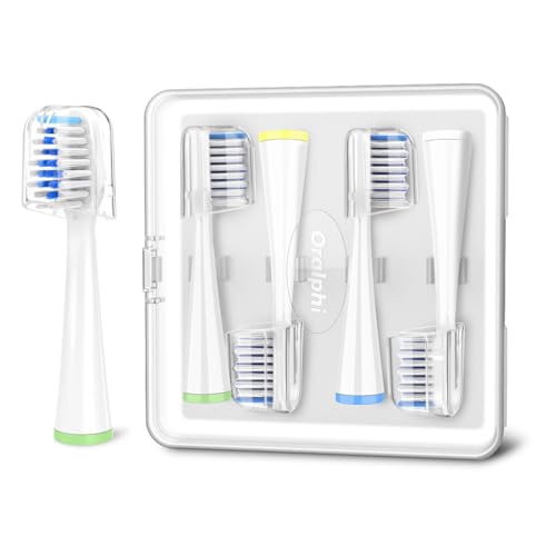 Oralphi Confezione da 4 testine di ricambio per spazzolino elettrico Waterpik Sensonic Complete Care CC-04CD010-1 e per spazzolino elettrico Waterpik Sensonic STW-03W020/STW-03W027, con coperchio per