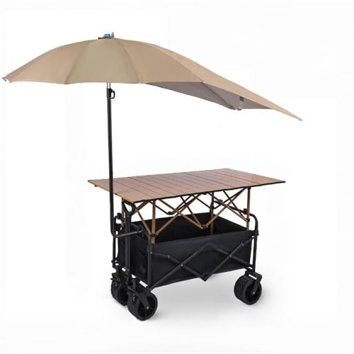 Portable Mobile Food Cart on Wheels, Collapsible Folding Wagon Cart, Utility Outdoor Grocery Shopping Carts with Table & Universal Wheels for Commercial Street, Beaches, Festivals(Black,47.2x21.6in)