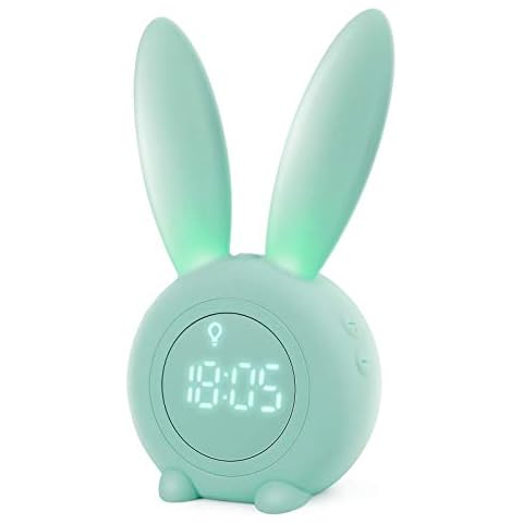 Homealexa Kids Alarm Clock, Girls and Boys Alarm Clock Digital for Bedroom, Rabbit Alarm Clock, LED Wake Up Light Girls Alarm Clock, Bedside Clock Cover