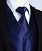 HISDERN Men's Vests Dress Solid Suit Vest for Men 3pc Waistcoat & Tie and Pocket Square Navy Vest Suit Tuxedo Set Wedding Party