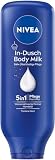 NIVEA In-Dusch Body Milk (400 ml), Körpercreme mit Mandel-Öl und wasseraktivierter 5in1 Pflege Formel, feuchtigkeitsspendende Body Lotion für die Dusche (Packung mit 5)