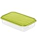 Rotho Rondo flache Frischhaltedose 1l mit Deckel, Kunststoff (PP) BPA-frei, grün/weiss, 1l (24,0 x 16,0 x 5,3 cm)