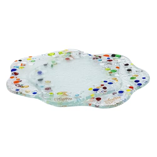 SOSPIRI VENEZIA Coppia di Sottobicchieri Fiore in Vetro Stile Murano 13x13 cm per Bicchieri Tazze Caffè per Casa Bar Ristoranti Idea Regalo
