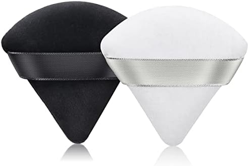 2 PCS Powder Puff Triangle Makeup Puffs for Loose Setting Powder Face Body, Foundation Blender Velour Setting Powder Puff, Super Soft Eye Makeup Wedges Beauty Tools