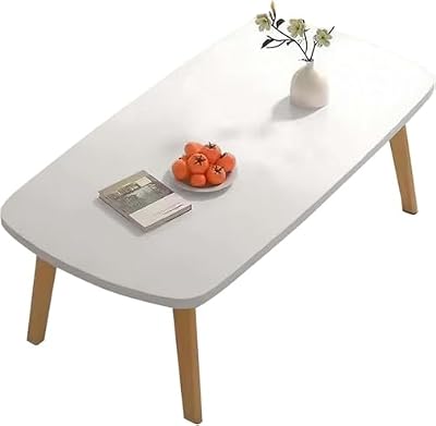 Mesas de centro de salón plegables, mesa auxiliar, mesas de salón de madera, mesa baja para casa, oficina, dormitorio, salón de té, 80 x 50 cm, color blanco