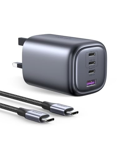 UGREEN Nexode 100W Type C Charger with USB-C Cable, 4-Ports Fast Wall Charge Plug GaN Laptop Power Adapter Compatible for MacBook Air, iPad,HP,Dell,Lenovo,iPhone 17/16 Pro Max,Galaxy S25/S24 Ultra
