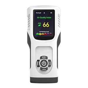 6-in-1 Air Quality Monitor Indoor CO2 Monitor, 3000mAh AQI TVOC Air Quality Tester for Home PM2.5 PM10 Particle Counter Air Quality Monitor with Graph, Portable Outdoor LED Screen Air Quality Monitor