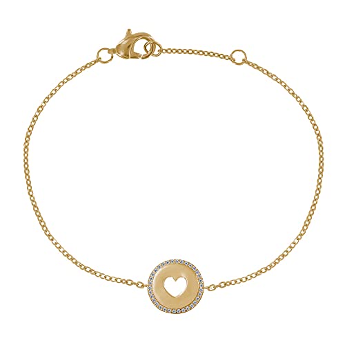 Bracelet plaqué or médaille ronde cœur ajouré Les Poulettes Bijoux