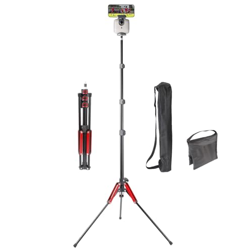 6.2FT Portable Tripod Stand for Xbotgo Chameleon/Falcon/Camera/Light with Wide Leg Span for Stability 1/4-20 Screw Carrying Bag & Sandbag