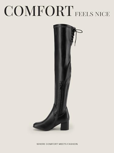 Dream Pairs Women's Laurence Over The Knee Thigh High Chunky Heel Boots